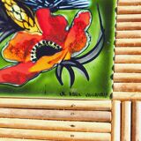 Table in rattan and ceramic 1960