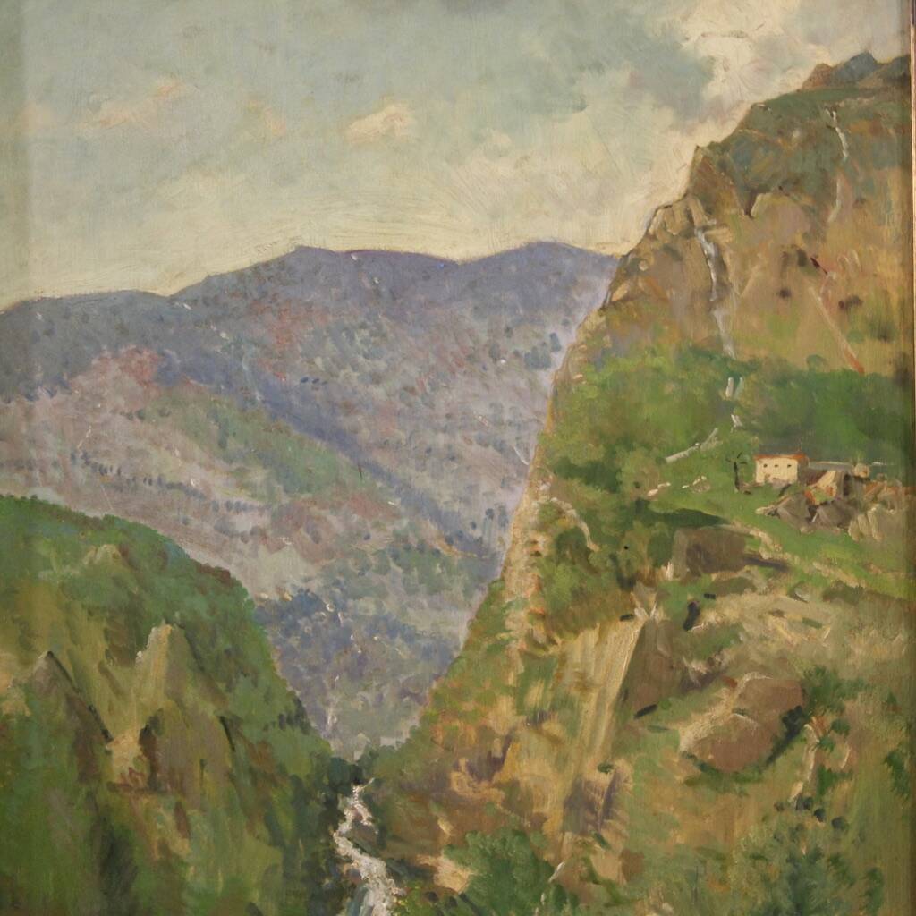 Italian signed landscape painting from 20th century