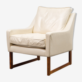 Fauteuil teck cuir blanc édition Kill International