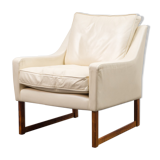 Sled armchair, teak, white leather, Kill International edition