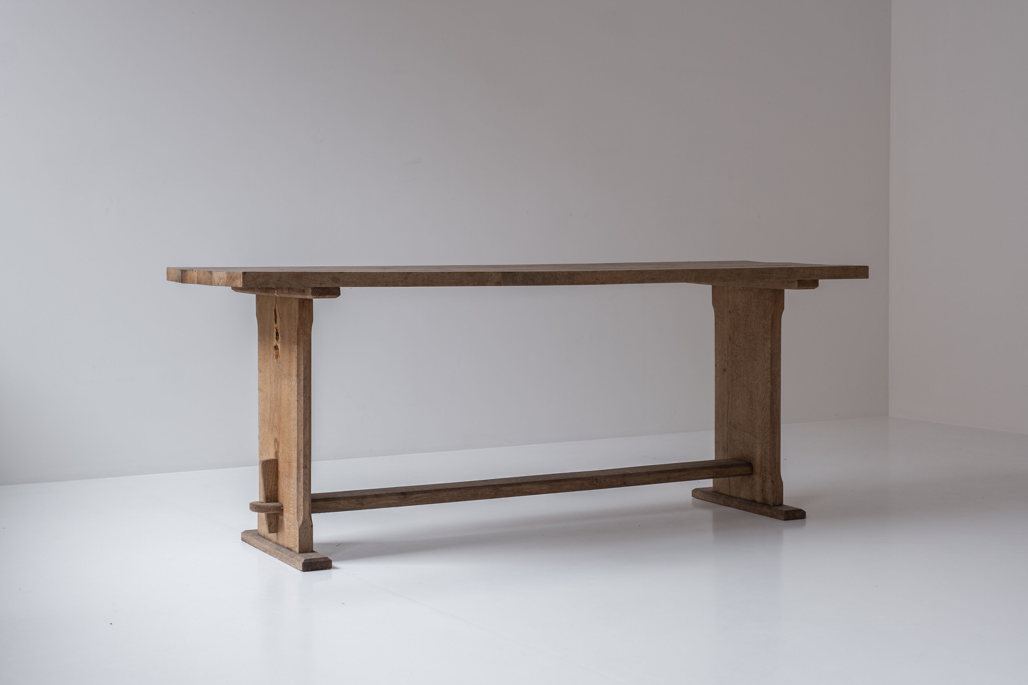 Rustic side table in elm from France, designed and handmade in the 1950s.