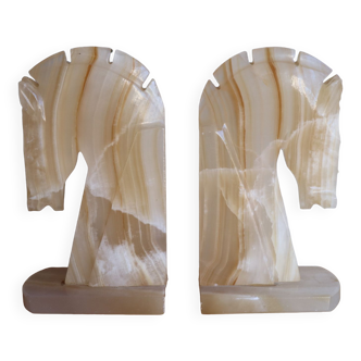 Pair of bookends horses onyx