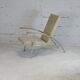 Fauteuil acier tubulaire et cuir "crème", France, circa 1970