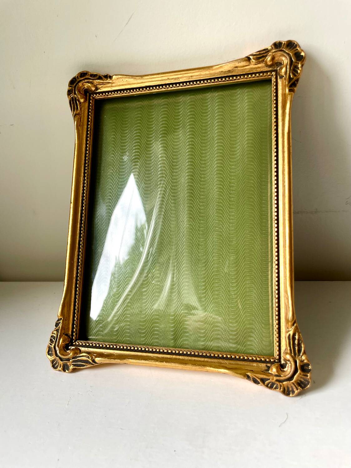 Antique ART NOUVEAU gilded Wooden Frame  18.5 cm x 14.5 cm CONVEX Glass
