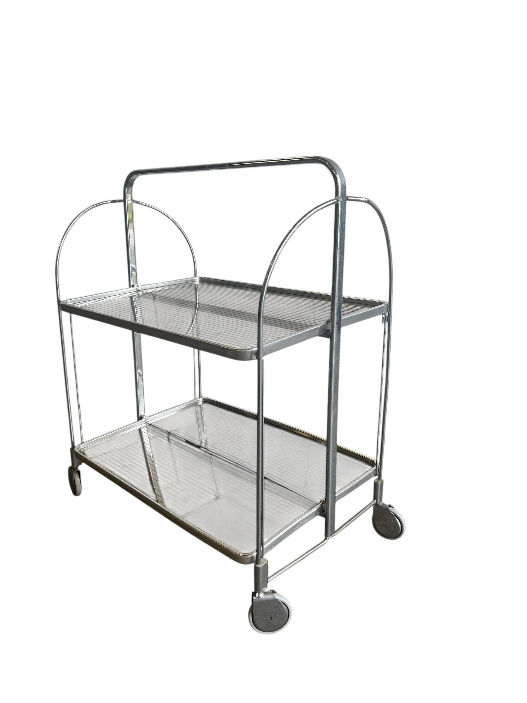 Vintage Folding Bar Cart/Side Table on Wheels