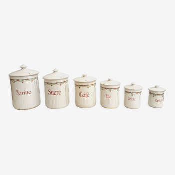 Série de 6 pots à condiments en porcelaine 1950