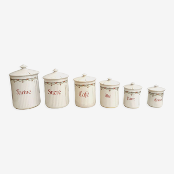 Series of 6 condiment pots porcelain 1950