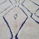 Handmade Beni Ourain Berber Rug with Blue Diamond Lines Pattern – 250x150 cm