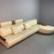 Exceptional Mid-Century Frighetto Italian Cream Leather Landscape Sofa with