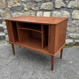 Small teak sideboard, Danish music furniture for vinyl records. Bar