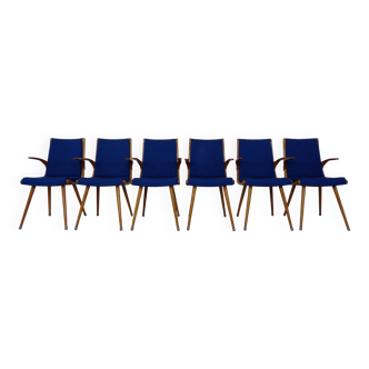 Mid-Century German Boomerang Armchairs in Cherrywood, Set of 6