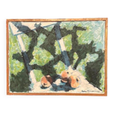 Original Swedish Oil on Canvas – “Peaches on Chair” by Sune Alehammar – Signed – Vintage & Framed – 48 × 63 cm (18.9" × 24.8")