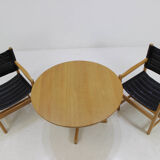 Ensemble de fauteuils en cuir noir danois et table basse par Ditte et Adrian Heath, années 1960