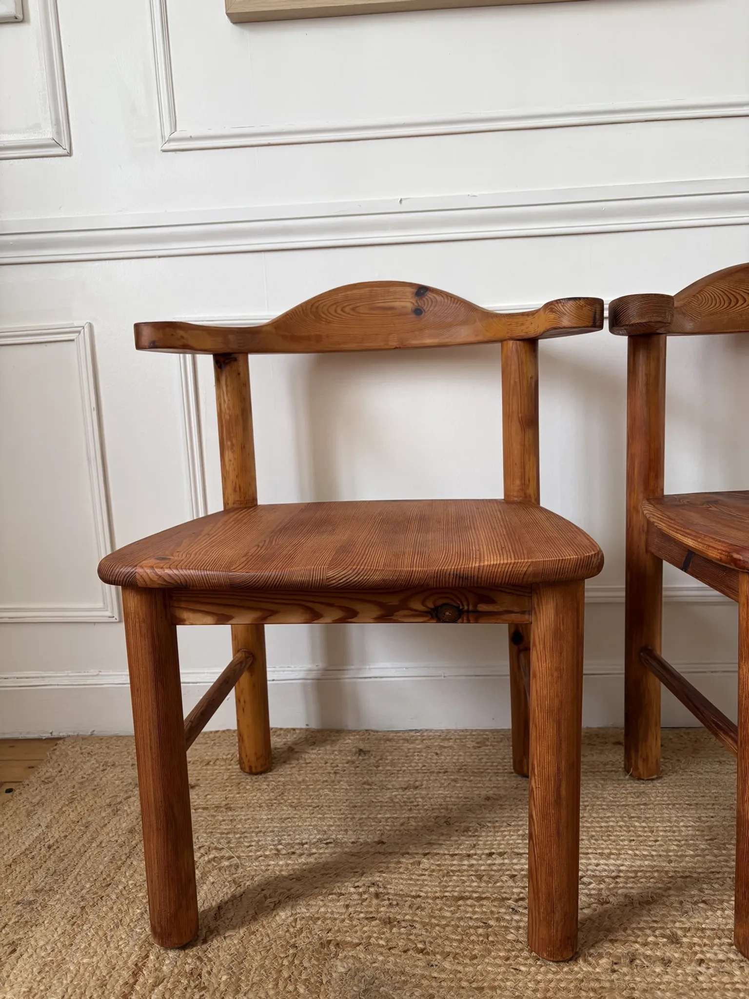 4 pine armchairs from the 1970s