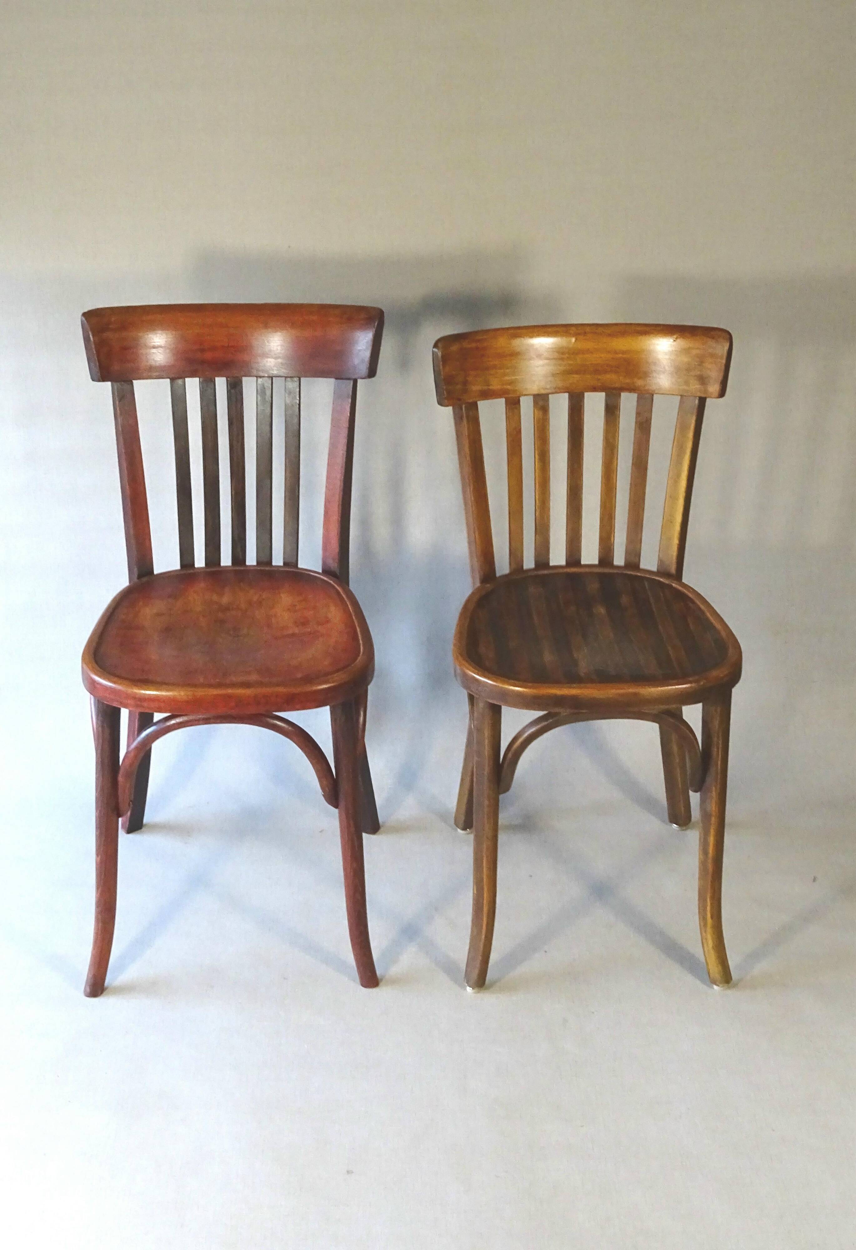 2 wooden bistro chairs 1950, Fischel, Baumann