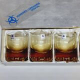 Verreries lorraines cristal set of 6 thick amber whiskey glasses vintage design