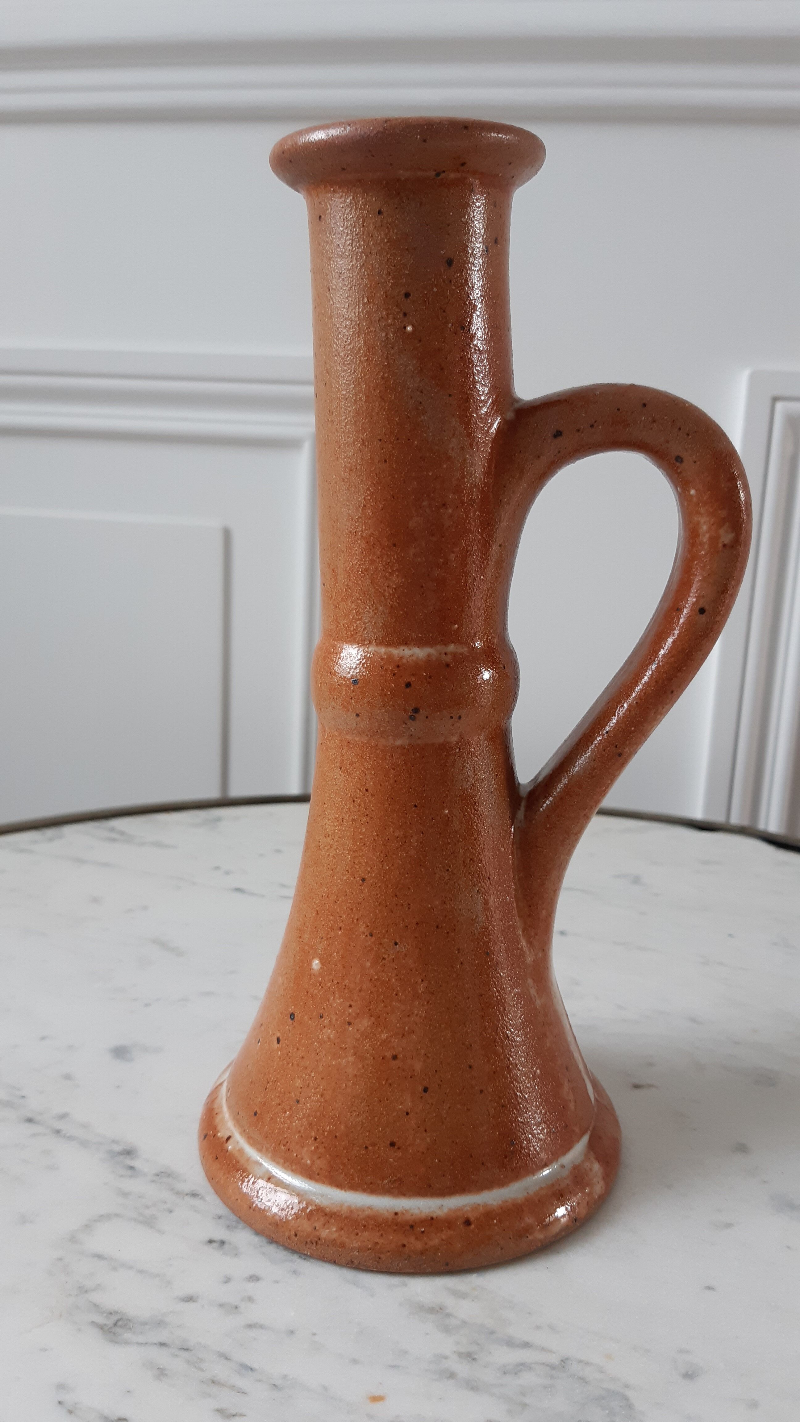70s stoneware candle holder