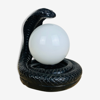 Cobra snake lamp and opal globe