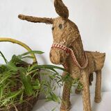 Braided straw donkey, popular art Spain, 1970s