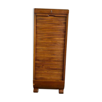 VINTAGE ART DECO FILE FILE / ROLLER SHUTTER CABINET