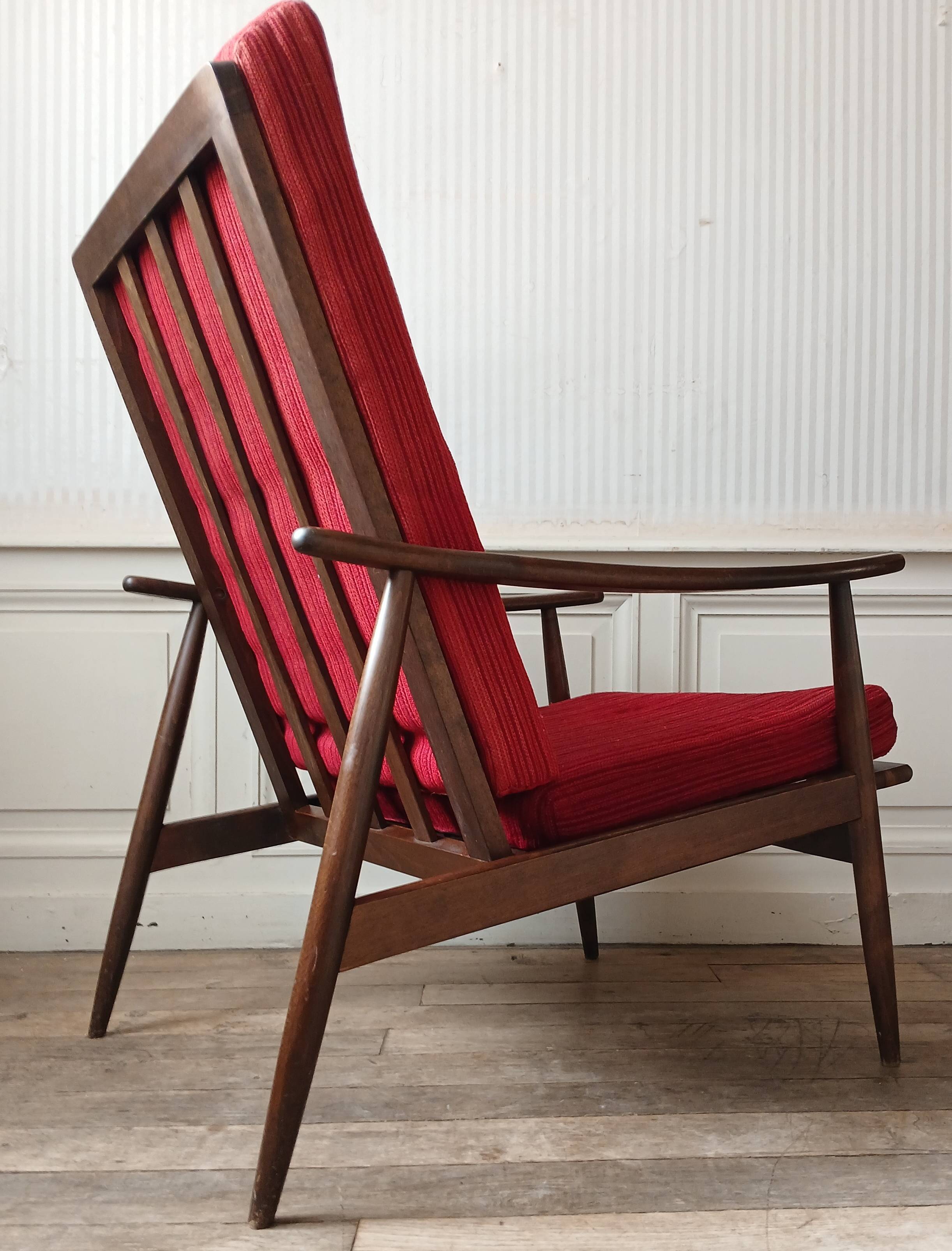Scandinavian "boomerang" armchair, circa 1960