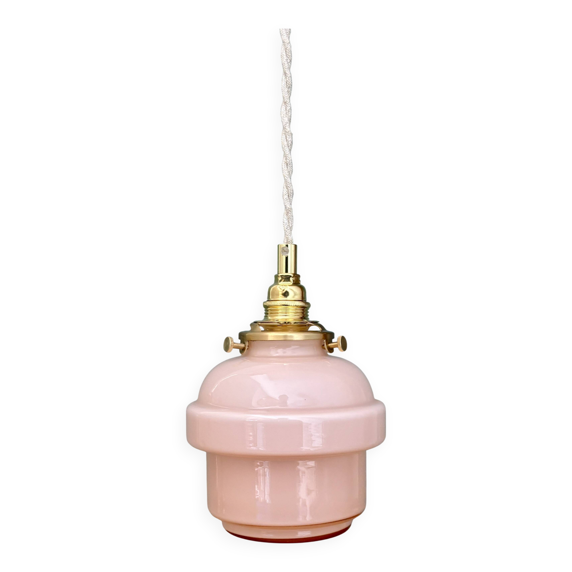 Vintage pink opaline globe pendant light