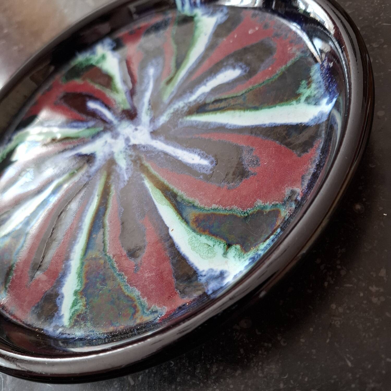 Vintage glazed terracotta deep dish