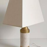 Bitossi Ceramic Table Lamp by Aldo Londi, Gold/Cream, Italy, 1970s