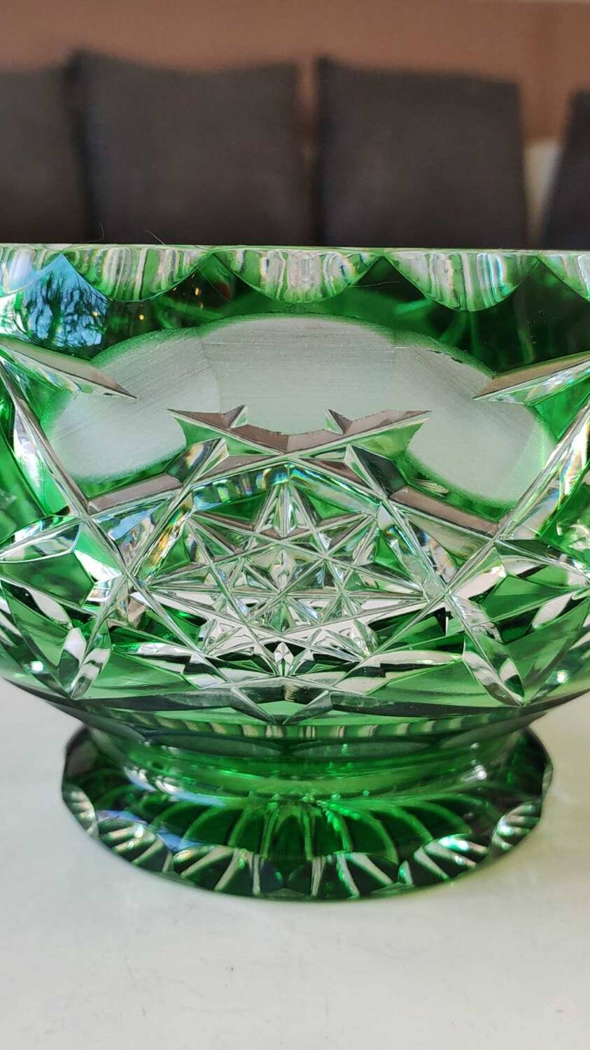 Coupe De Table Sur Pied BOHEMIA - Cristal De Bohème Taillé - Parfait état