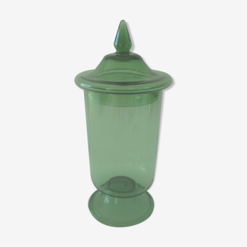 Pot en verre vintage vert style pot d'apothicaire