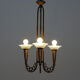 Art Deco chandelier circa 1930 in metal and glass