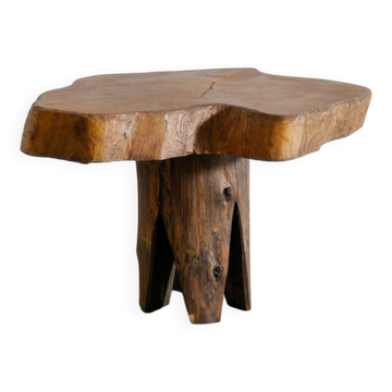 Petite table d'appoint sculpturale vintage en bois de forme libre, style français, années 1960
