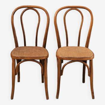 Paire de chaises de bistrot style Thonet en cannage bois courbé- 1930s