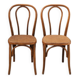Pair of Thonet style bistro chairs in bentwood canework - 1930s