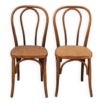 Paire de chaises de bistrot style Thonet en cannage bois courbé- 1930s