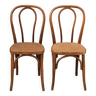 Paire de chaises de bistrot style Thonet en cannage bois courbé- 1930s