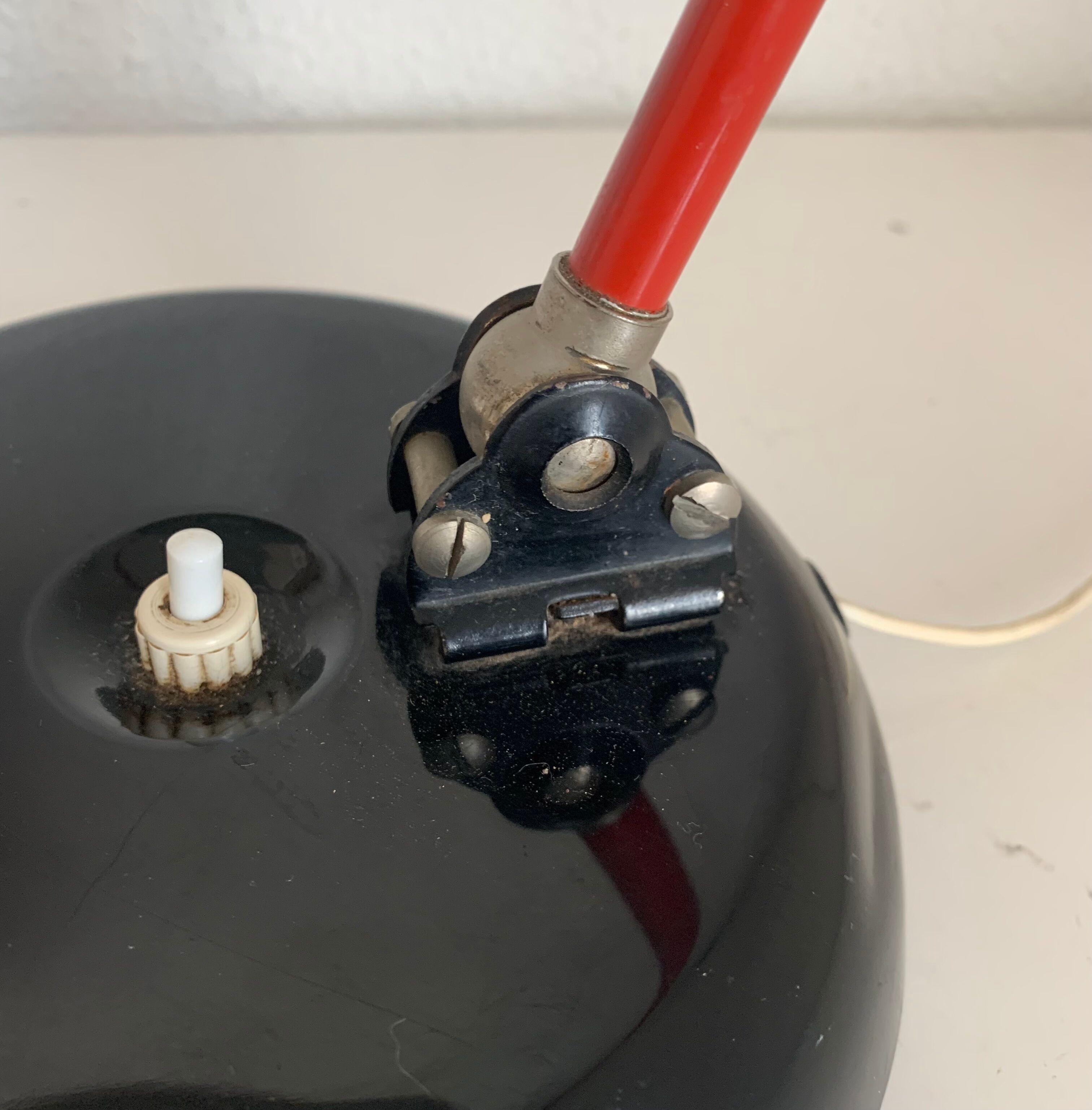 Vintage lamp 1960 desk diabolo red cardinal - 45 cm