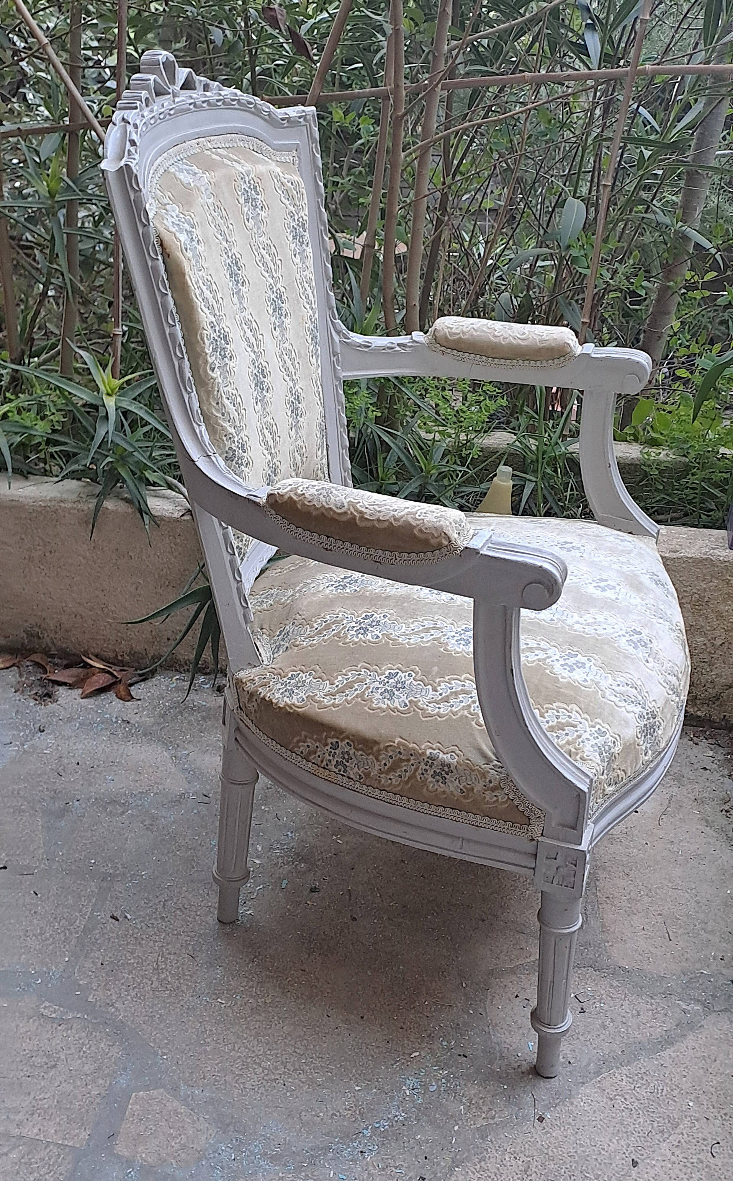Napoleon III Victorian Armchair Velvet Fabric 19th Century