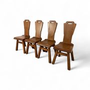 4 chaises de salle à manger brutalistes du milieu du siècle, Belgique / années 1970