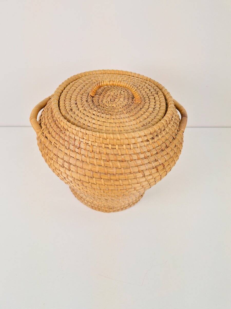 Vintage Rush Snake Charmer Lidded Basket, 1960