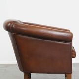 Brown Cowhide Leather Club Chair in English Style