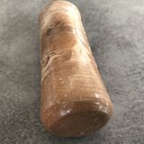 Vase vintage forme rouleau en grès émaillé beige/marron