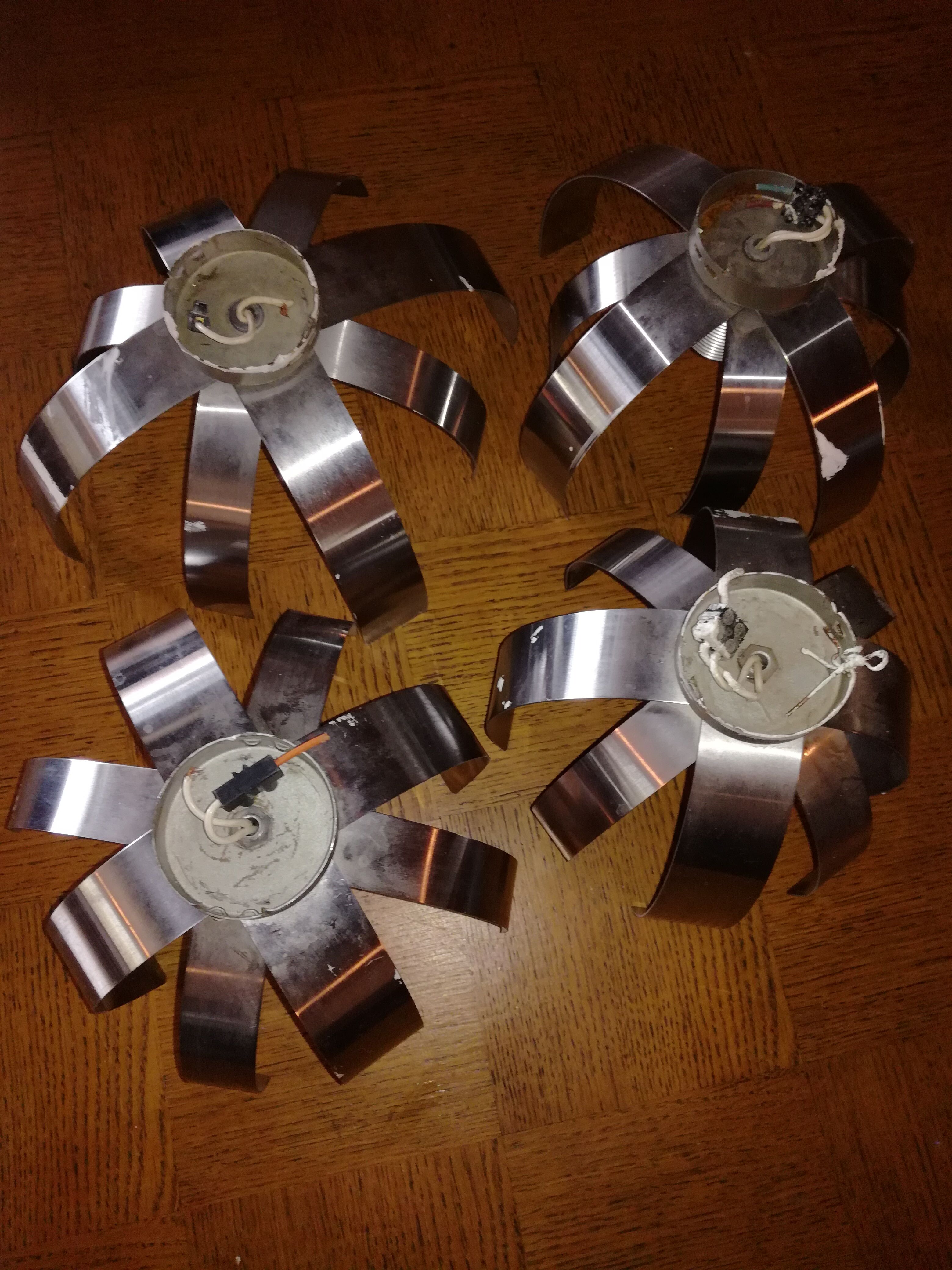 Four 70's flower wall light