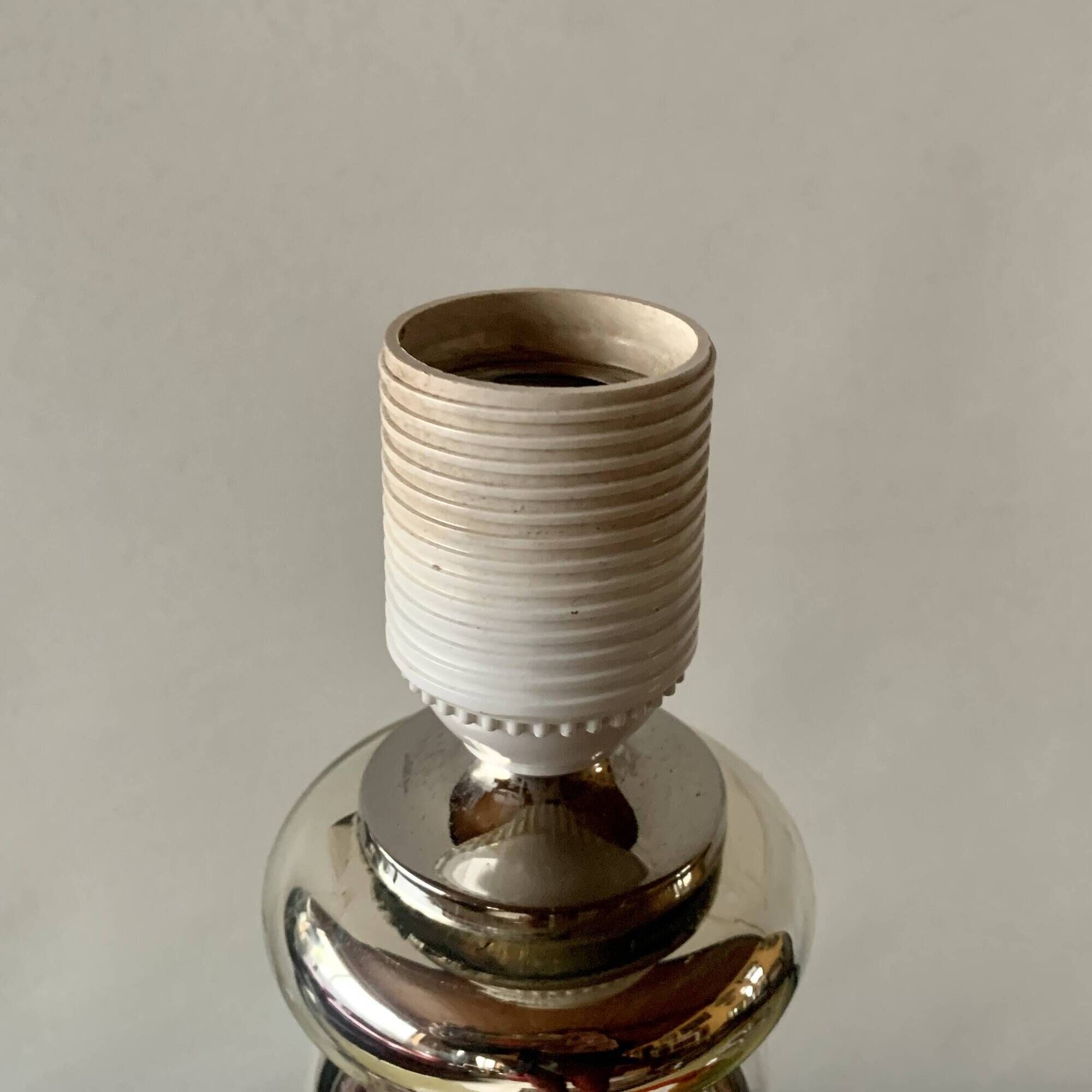 Grand pied de lampe vintage en verre mercuré - 1960.