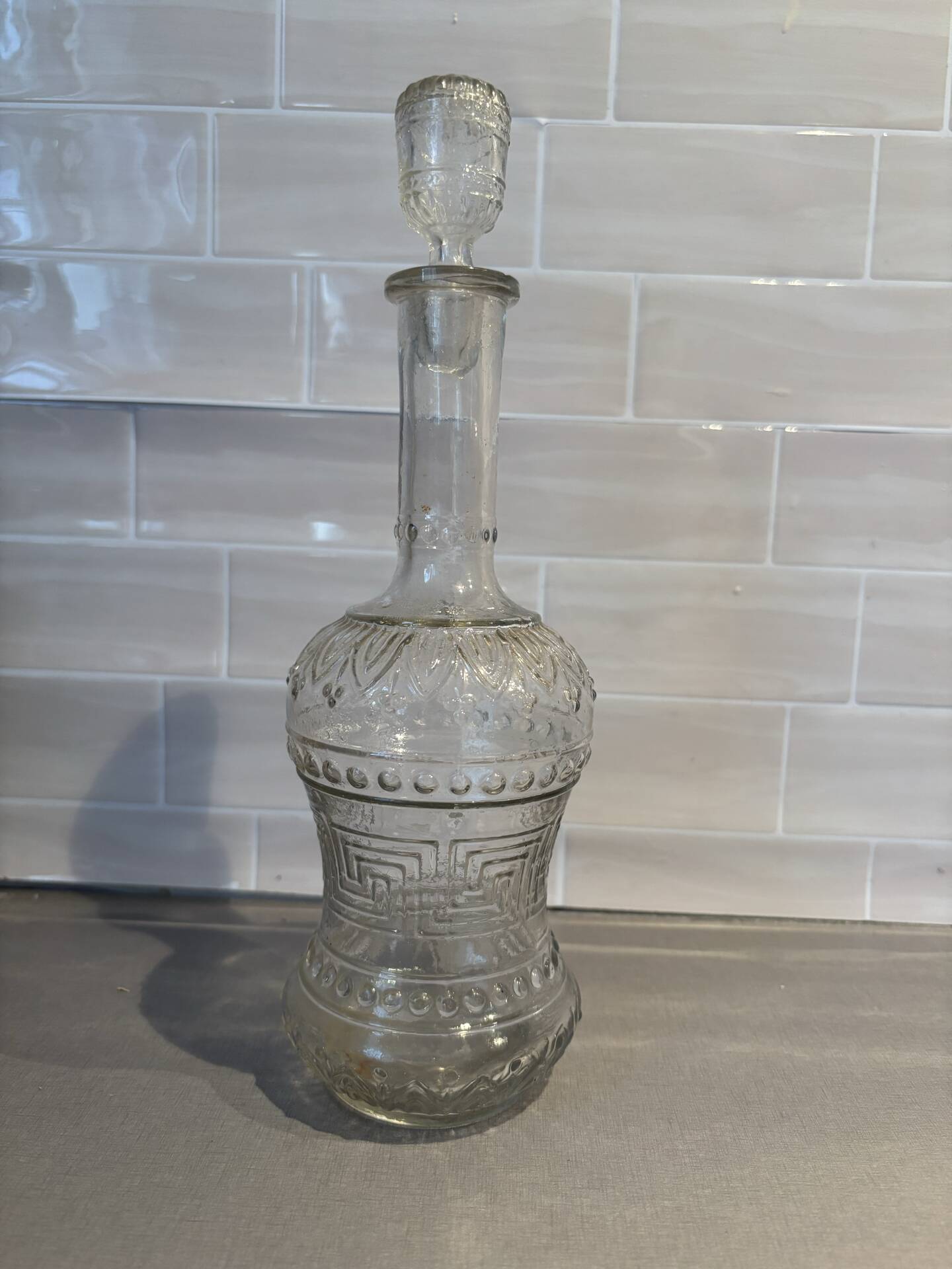 Antique glass bottle with stopper – vintage glassware