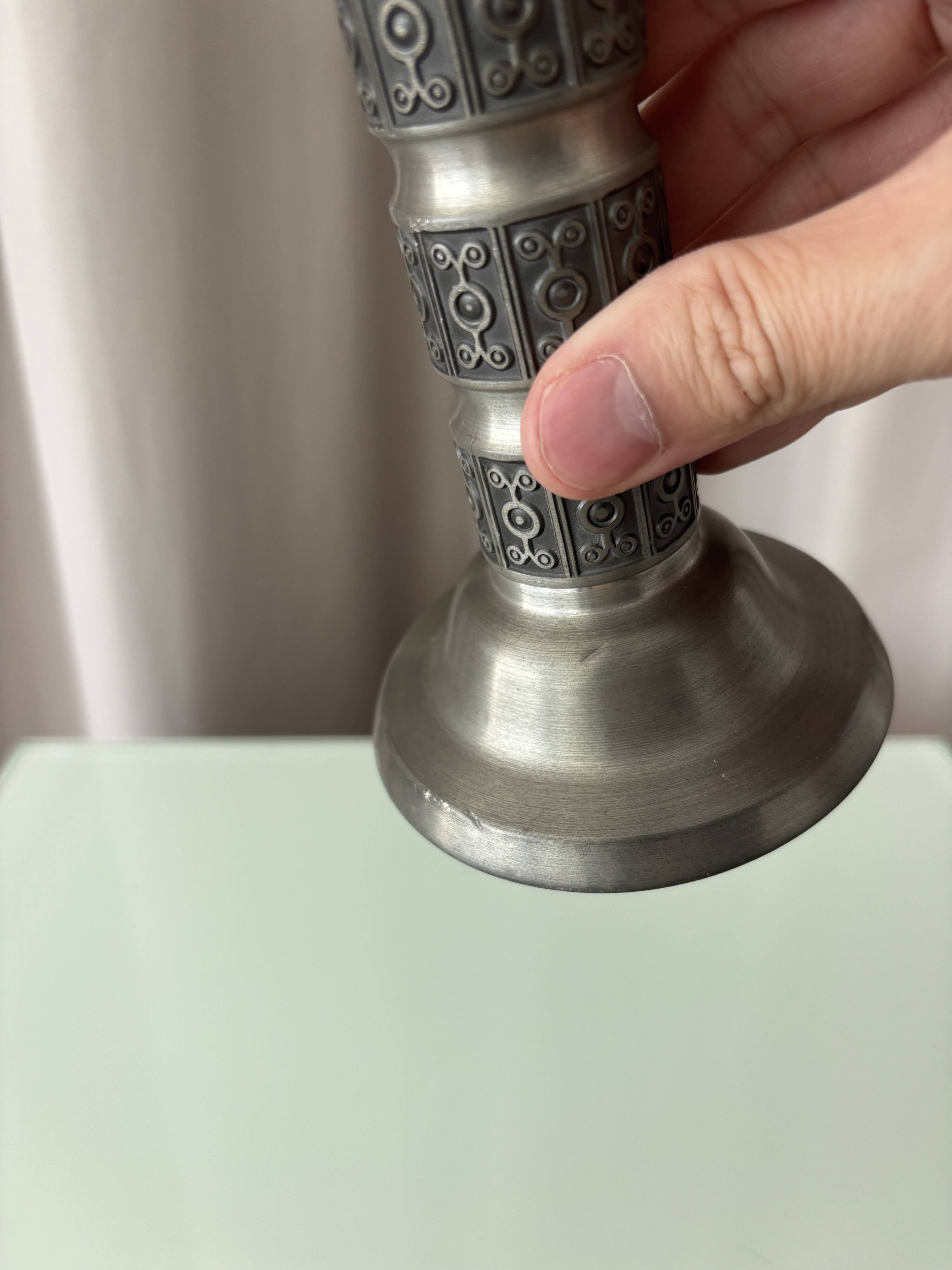 Vintage Norwegian Pewter Candlestick by Haugrud, Model 437