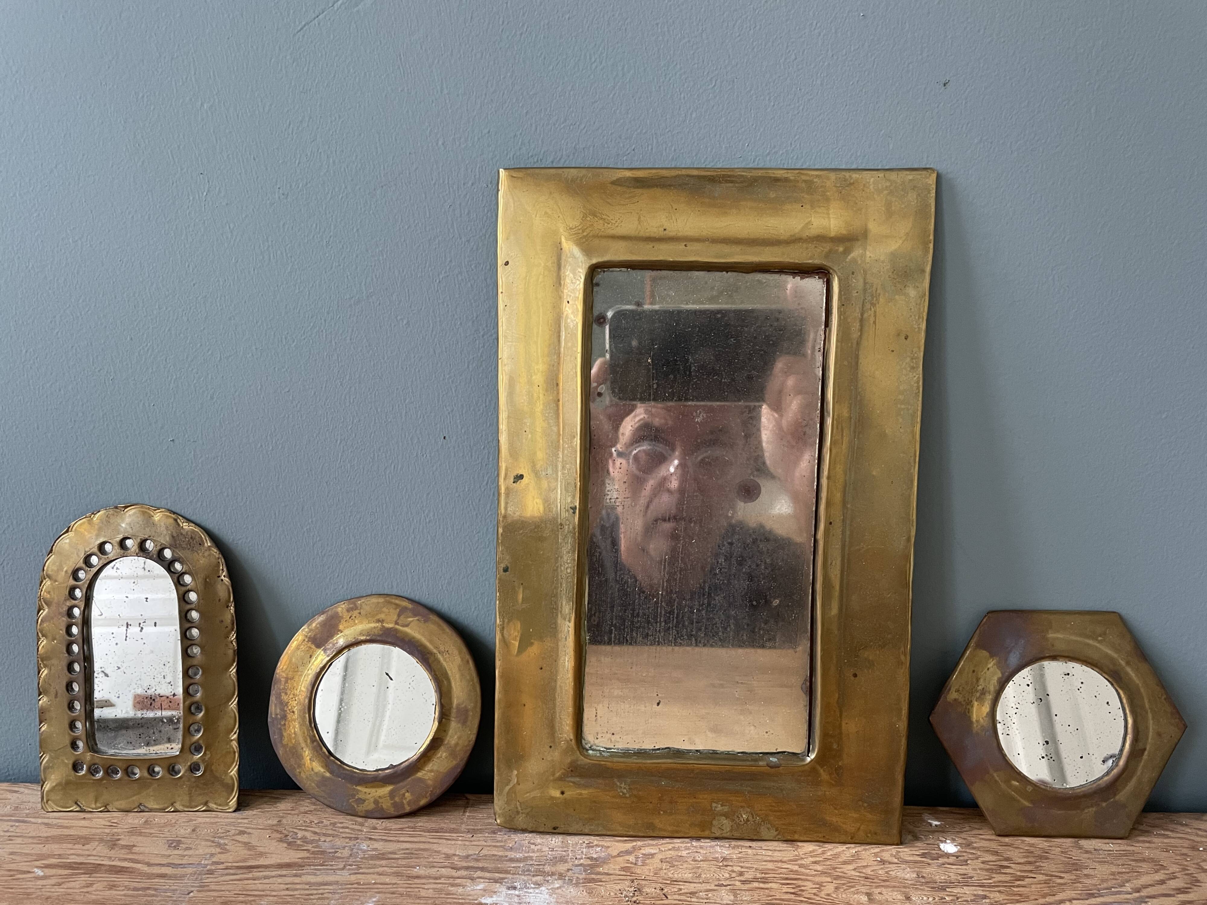 Set of 4 vintage brass mirrors