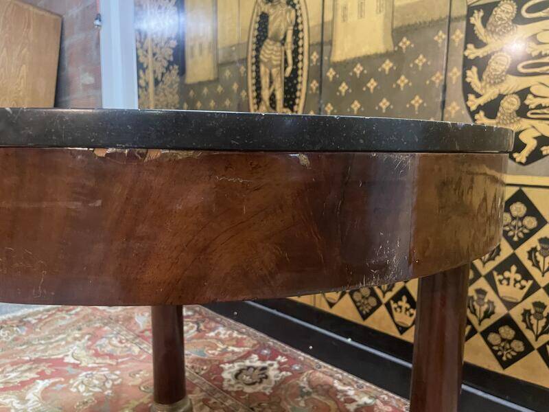 Empire period mahogany and marble pedestal table