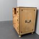 Antique campaign chest / ship’s chest, England, 1940s. Mahogany with a distinctive grain, brass inlays and hardware.