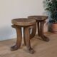 Pair of ancient Ethiopian tripod stools made of monoxyle wood.